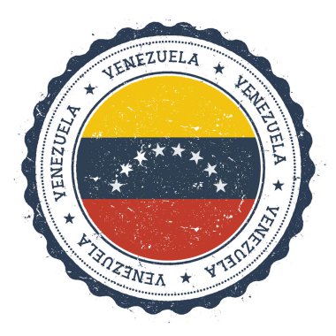 Grunge rubber stamp with Venezuela Bolivarian Republic of flag Vintage travel stamp with circular clipart