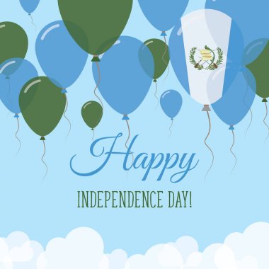 Guatemala Independence Day Flat Greeting Card Flying Rubber Balloons in Colors of the Guatemalan clipart