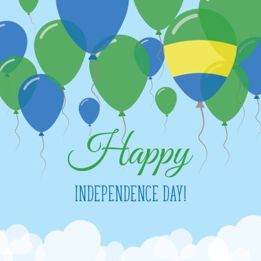 Gabon Bağımsızlık günü düz tebrik kartı lastik balonlar Gabon bayrak renkleri uçan