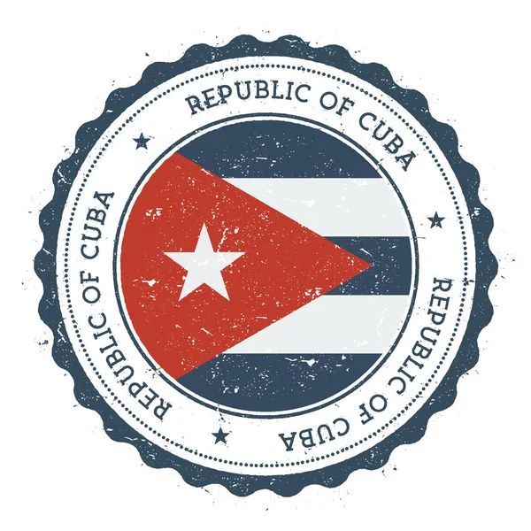 Sello de goma grunge con bandera de Cuba Sello de viaje vintage con estrellas de texto circular y bandera nacional — Vector de stock