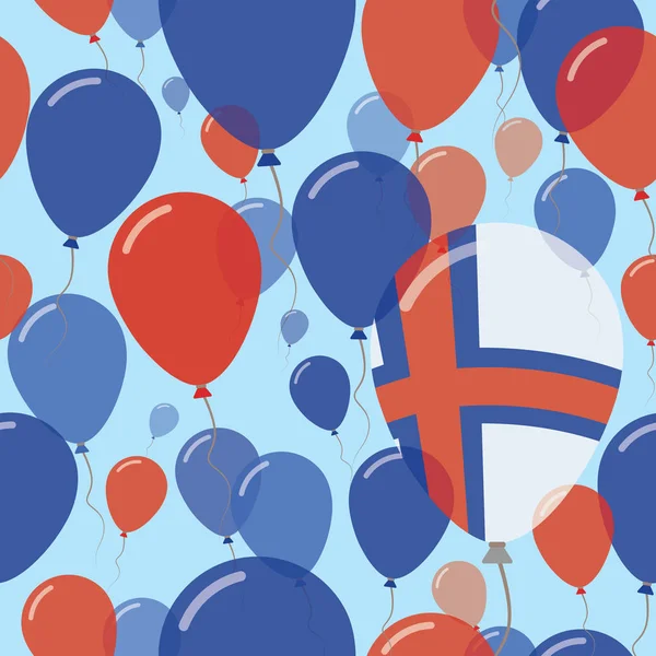 Wyspy Owcze Narodowy Dzień płasko Seamless Pattern latające Balony celebracja w kolorach z Wysp Owczych — Wektor stockowy
