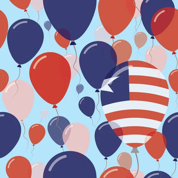 Liberia nationale dag plat naadloze patroon vliegen feest ballonnen in de kleuren van Liberiaanse vlag — Stockvector