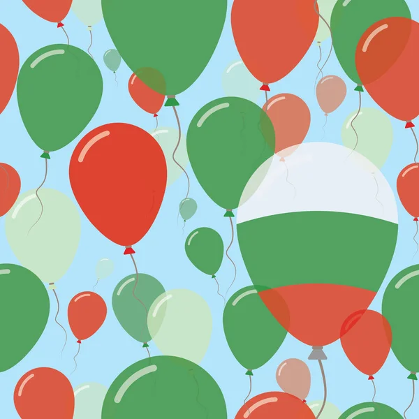 Día Nacional de Bulgaria Patrón plano sin costura Vuelo Celebración Globos en colores búlgaros — Vector de stock