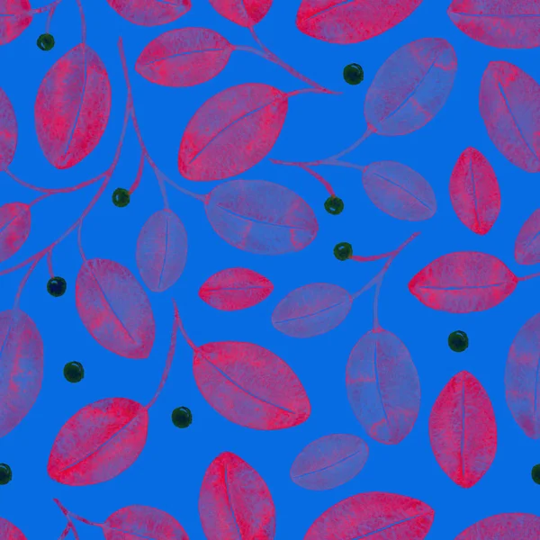 Follaje sin costura patrón azul acuarela abstracto fondo pintado a mano fascinante arte impresión — Foto de Stock