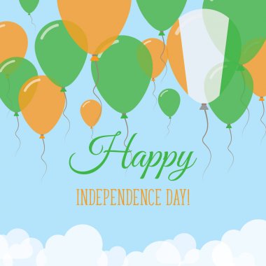 Fildişi Sahili Bağımsızlık günü Fildişili renklerde düz tebrik kartı kauçuk uçan balonlar