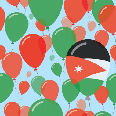 Jordan National gün düz Dikişsiz desen uçan kutlama Ürdün bayrağı renklerde balonlar