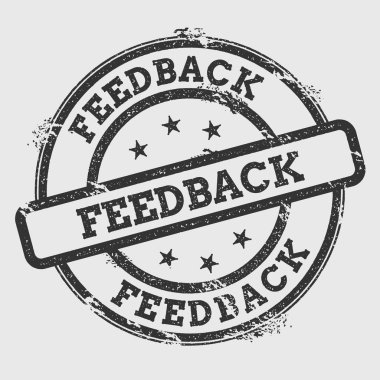 Geribildirim lastik damgası izole Grunge beyaz arka plan üzerinde metin mürekkep dokulu yuvarlak mühür ve