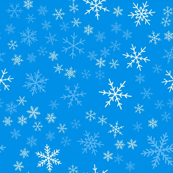 Светло-голубые снежинки бесшовный узор на голубом фоне Рождества Хаотические рассеянный голубой — стоковый вектор