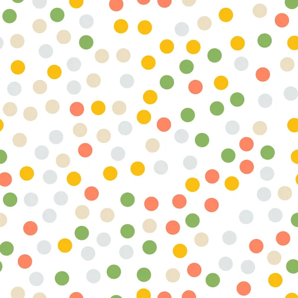Vzor bezešvé barevné puntíky na bílém 5 pozadí Overwhelming klasické barevné puntíky — Stockový vektor