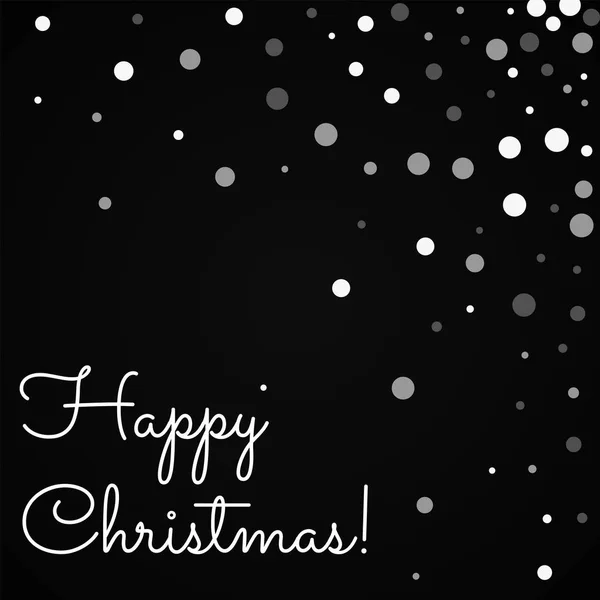 Χαρούμενος Χριστούγεννα ευχετήρια κάρτα πτώση τελείες πτώση λευκό φόντο άσπρες κουκκίδες σε μαύρο — Διανυσματικό Αρχείο
