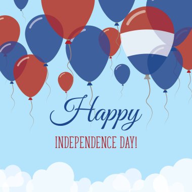 Lastik balonlar içinde uçan Bonaire Sint Eustatius ve Saba Bağımsızlık günü düz tebrik kartı