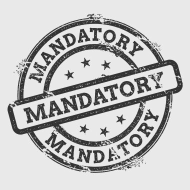 Zorunlu lastik damgası izole Grunge beyaz arka plan üzerinde metin mürekkep dokulu yuvarlak mühür ve