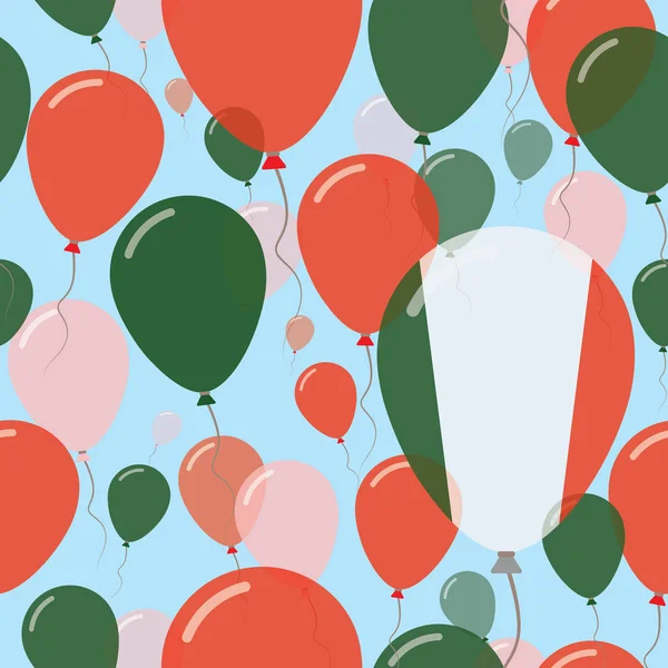 Dia Nacional da Itália Padrão sem costura plana Balões de celebração de voo em cores da bandeira italiana —  Vetores de Stock