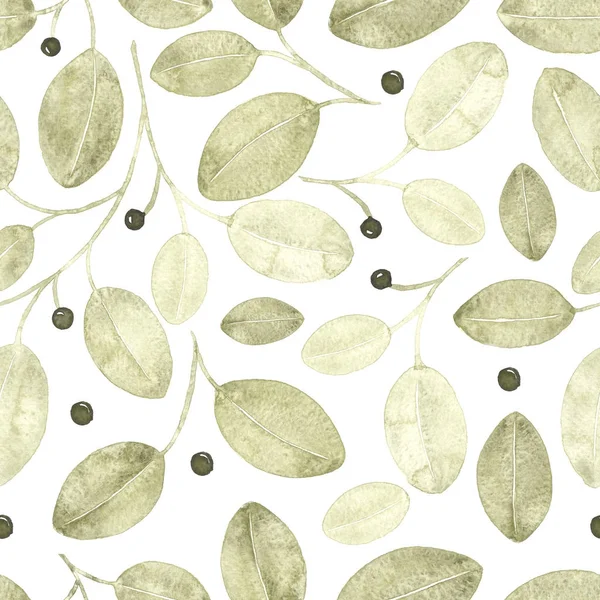Foliage Seamless Pattern White Watercolor Abstract Background Hand Painted glamorous Art Print