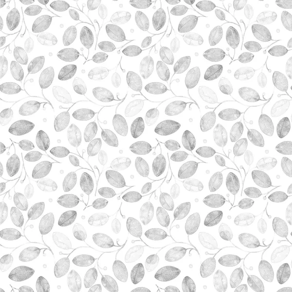 Foliage Seamless Pattern Grey Watercolor Abstract Background Hand Painted excellent Art Print — Stock Photo, Image