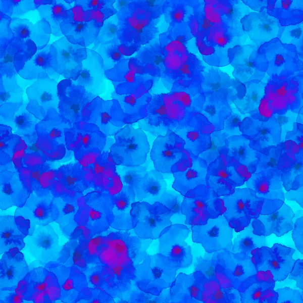 Finom, virágmintás kék selymes akvarell varrat nélküli mintát furcsa akvarell absztrakt — Stock Fotó