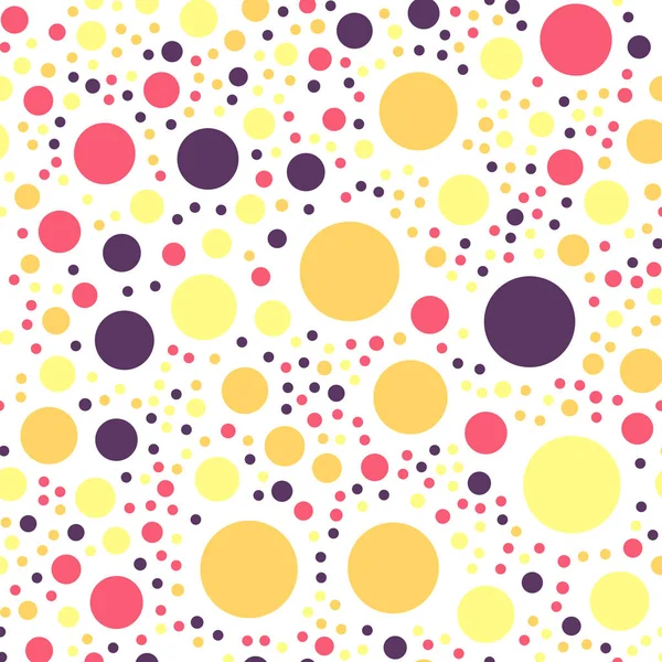 Vzor bezešvé barevné puntíky na černém 25 potěšující klasické barevné puntíky na pozadí — Stockový vektor