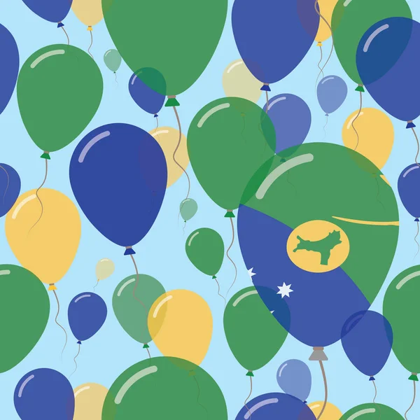 圣诞岛国庆日平面无缝模式飞行庆典气球颜色 — 图库矢量图片