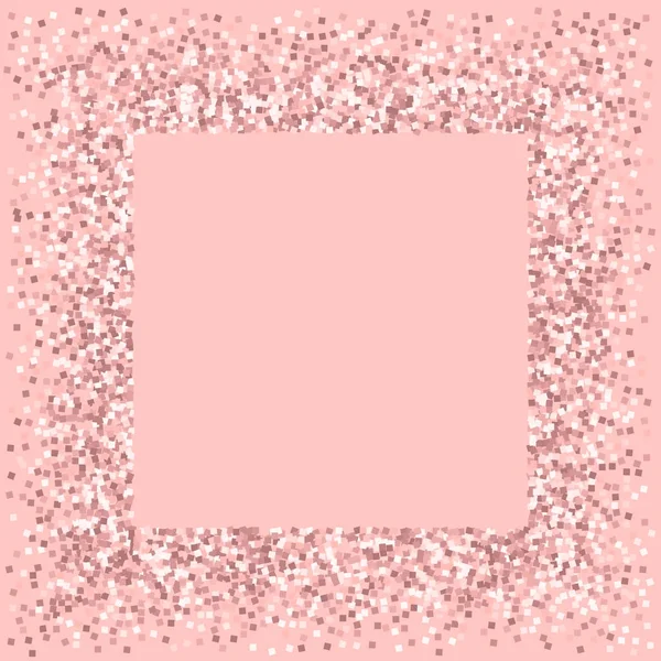 Pink gold glitter Square messy frame with pink gold glitter on pink background Pretty Vector