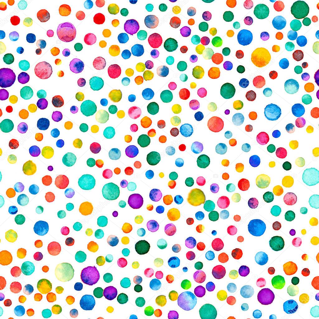 Watercolor confetti seamless pattern Hand painted quaint circles Watercolor confetti circles