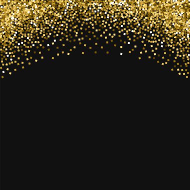 Siyah arka planda harika vektör altın glitter ile altın glitter soyut üst kenarlık