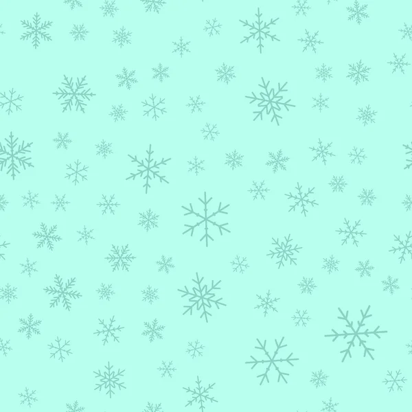 Flocon de neige bleu motif sans couture sur fond de Noël turquoise Chaotique dispersé bleu — Image vectorielle