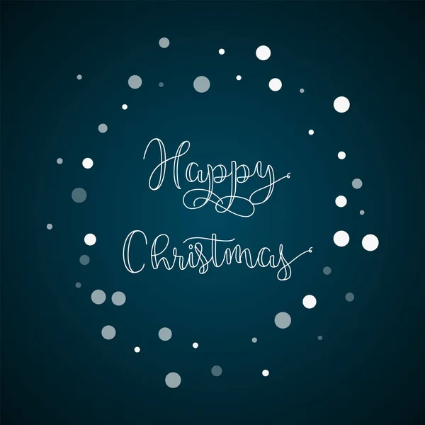Happy Christmas życzeniami spadające białe kropki w tle spadające białe kropki na niebiesko — Wektor stockowy