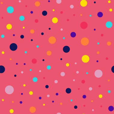 Memphis stili puantiyeli seamless modeli pembe arka plan zarif modern memphis polka noktaları üzerinde