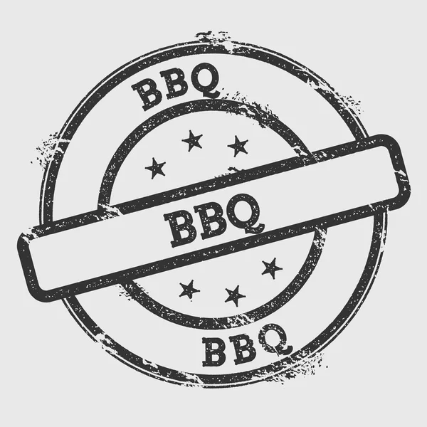 Sello de goma Bbq aislado sobre fondo blanco Sello redondo Grunge con textura de tinta de texto y salpicadura — Vector de stock