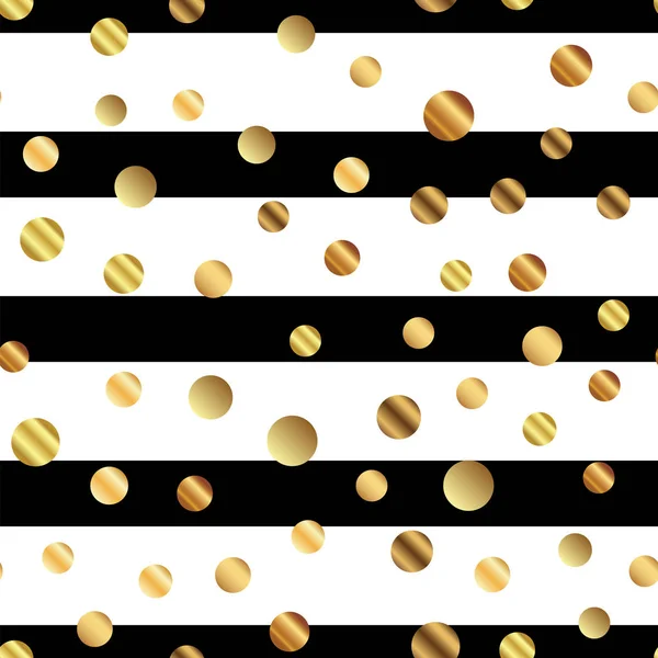 Золотые точки на черно-белом полосатом фоне — стоковый вектор