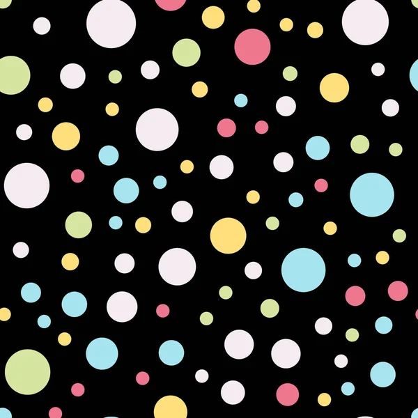 Барвисті полька точок безшовні візерунок на чорний 4 фон акуратні класичний барвисті горошок текстильні — стоковий вектор