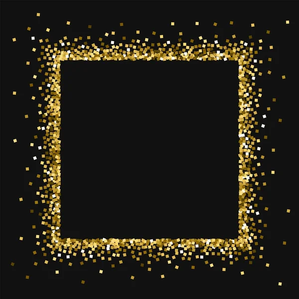 ゴールドラメ正方形の黒い背景魅惑のベクトルにゴールドラメと抽象の境界線 — ストックベクタ