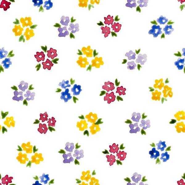Calico watercolor pattern Pretty seamless cute small flowers for fabric design Calico pattern in — Stock Photo, Image