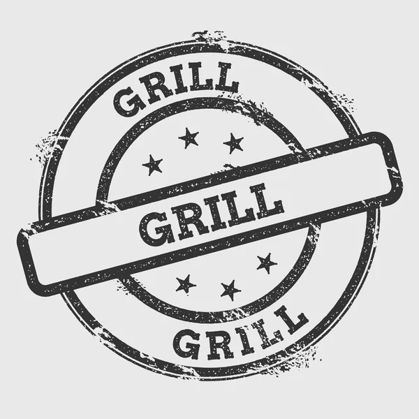 Grill sello de goma aislado sobre fondo blanco Grunge sello redondo con textura de tinta de texto y — Vector de stock