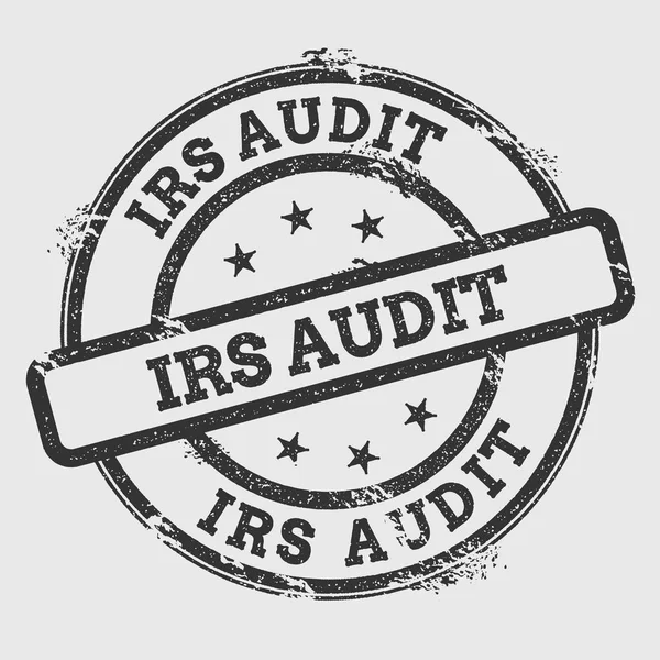 Cap karet audit IRS diisolasi pada latar belakang putih Segel bulat Grunge dengan tekstur tinta teks dan - Stok Vektor