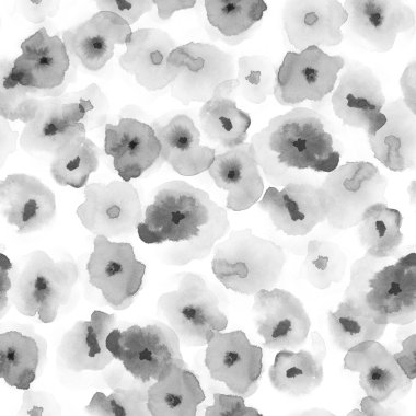 Narin çiçek desenli gri ipeksi sulu boya Dikişsiz desen otantik suluboya soyut