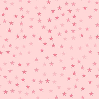 Açık pembe renkli güzel sonsuz rasgele dağınık pembe yıldız üzerinde pembe yıldız seamless modeli