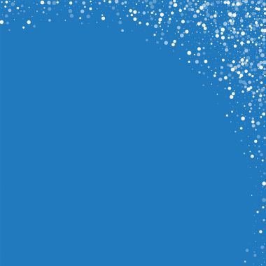 Rasgele düşen beyaz noktalar soyut sağ üst köşede rasgele düşen beyaz noktalı mavi