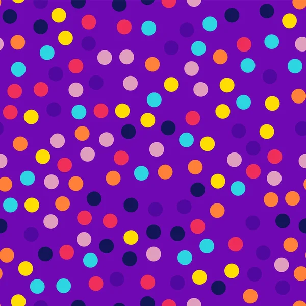 Мемфіс стиль горошок безшовні візерунком на фіолетовому фоні гарні сучасні Мемфіс горошок — стоковий вектор