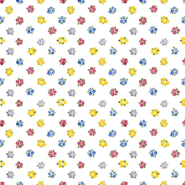 Calico watercolor forget me not pattern Pleasing seamless cute small flowers for fabric design — Stock Photo, Image