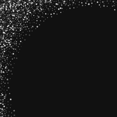 İnanılmaz düşüyor yıldız soyut sol üst köşede şaşırtıcı sabit yıldız ile siyah arka plan nadir