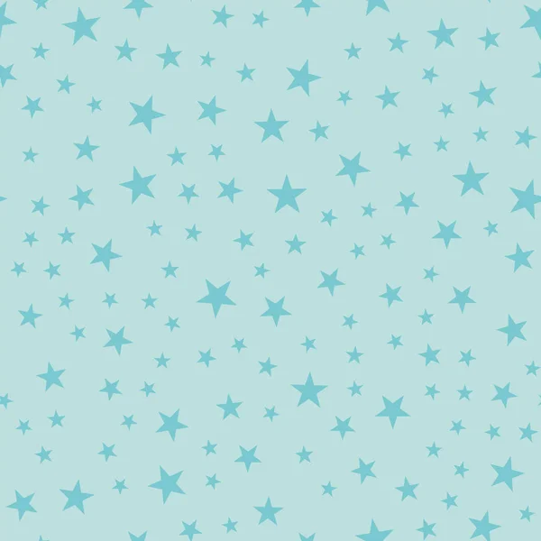 Turquoise stars seamless pattern on light blue background Rare endless random scattered turquoise — Stock Vector
