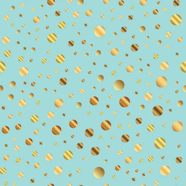 Pois dorés motif sans couture sur fond bleu Incroyable dégradé de points dorés sans fin aléatoire — Image vectorielle