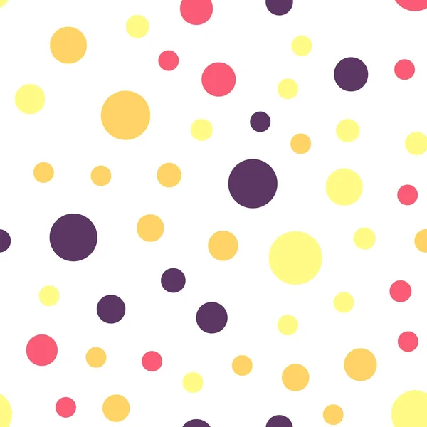 Färgglada prickar sömlösa mönster på vit 25 bakgrund unika klassiska färgglada prickar — Stock vektor
