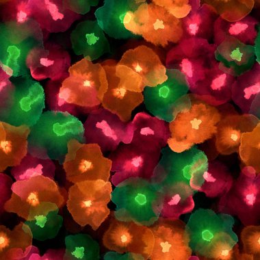 Narin çiçek desenli kahverengi ipeksi sulu boya Dikişsiz desen enerjik suluboya soyut