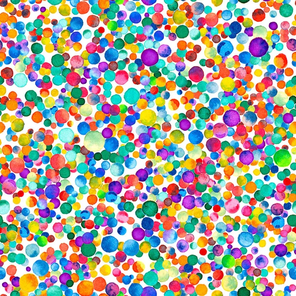 Akvarell konfetti sömlösa mönster Hand målade unika cirklar som akvarell konfetti — Stockfoto