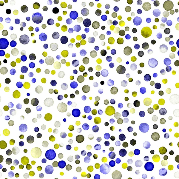 Akvarell konfetti sömlösa mönster Hand målade överraskande cirklar som akvarell konfetti — Stockfoto