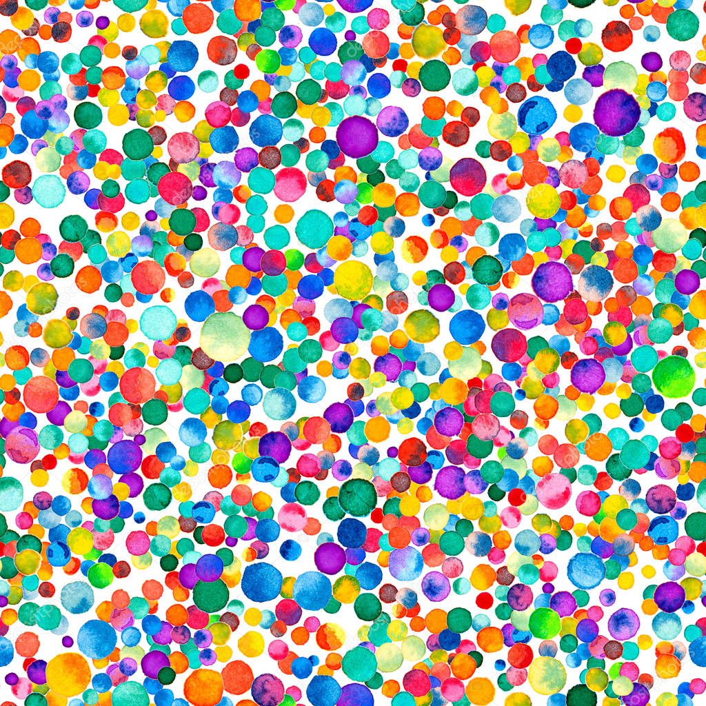 Watercolor confetti seamless pattern Hand painted unique circles Watercolor confetti circles