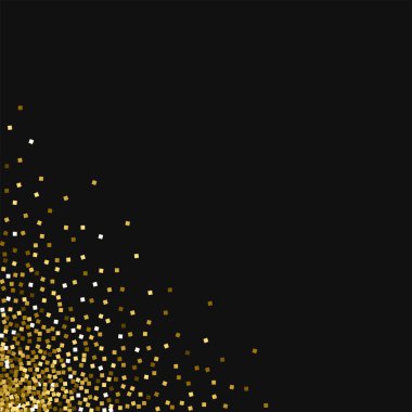 Altın glitter dağınık alt sol köşede altın glitter ile siyah arka plan güzel vektör