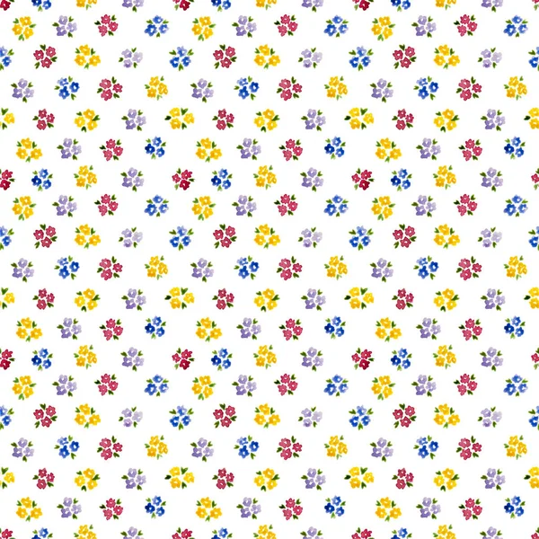 Calico акварель забыть меня не шаблон довольно бесшовные милые маленькие цветы для дизайна ткани — стоковое фото
